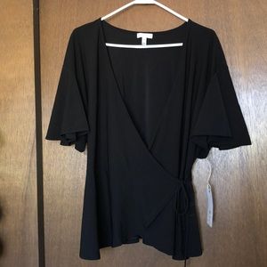 Leith (Nordstrom) black wrap top, women’s size XL!
